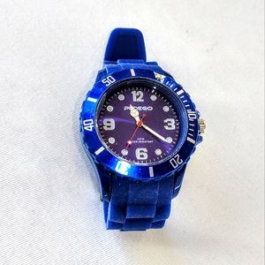 Pedego Purple Dial Rotating Bezel Round Silicone Band Watch NWOT